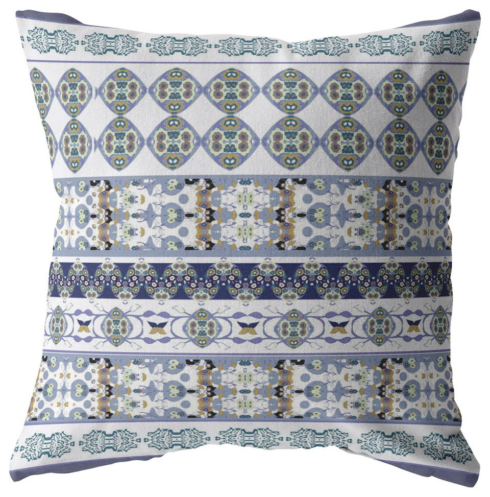20 Navy White Strips Boho Suede Throw Pillow