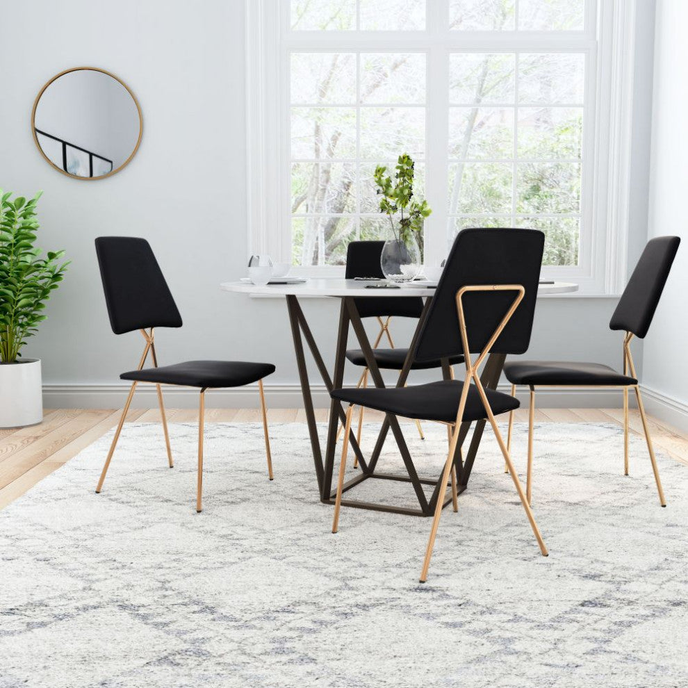 Chloe Dining Chair, Set of 2 Black/Gold