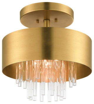 Livex Lighting Orenburg 3 Light Natural Brass Semi-Flush