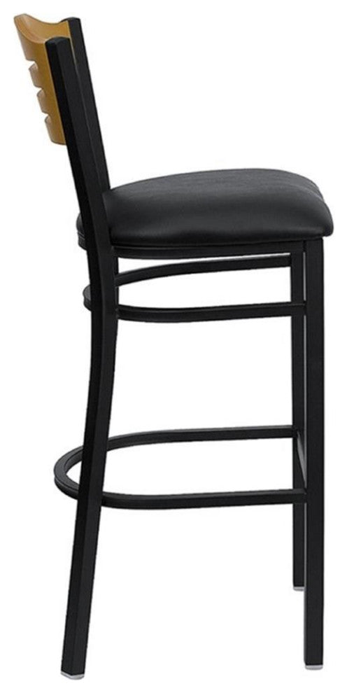 Flash Furniture Hercules Series 32" Slat Back Metal Bar Stool in Black