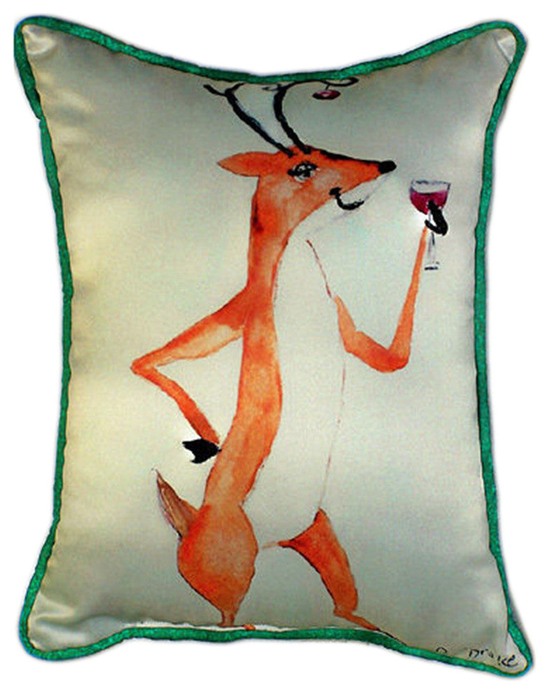Betsy Drake Deer Party Extra Large 24 X 20 Indoor / Outdoor Pillow