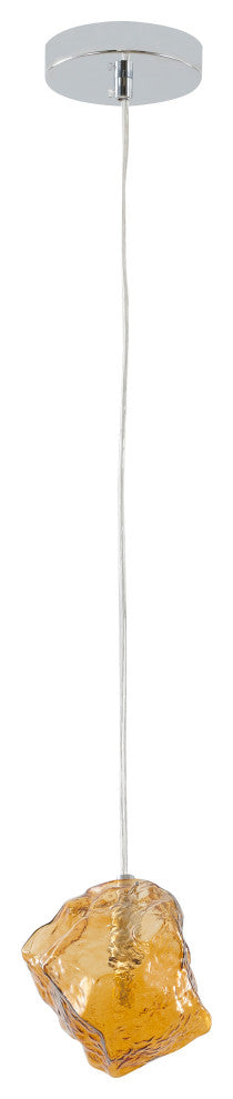 Distorted Glass Single Pendant Light Fixture, Amber