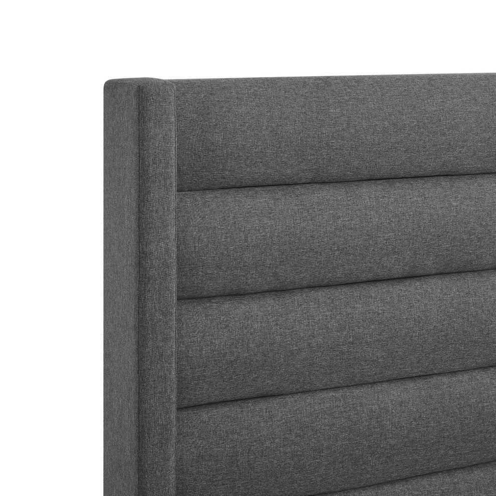 Inspired Home Alessio Bed, Upholstered,  Linen, Gray, King