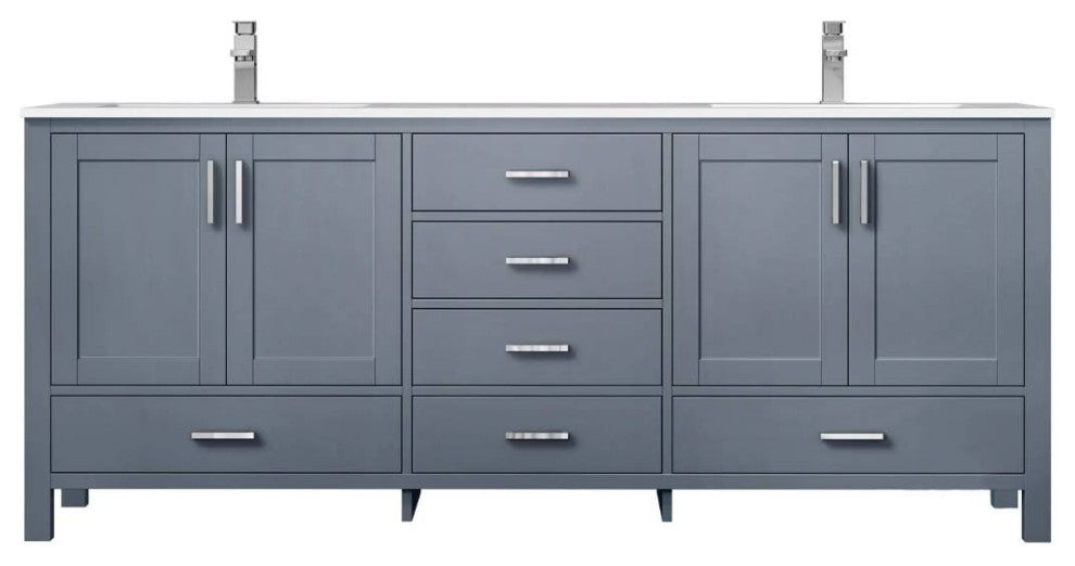 Jacques 80" Dark Grey Double Sink Vanity with Quartz Top, No Mirror