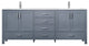 Jacques 80" Dark Grey Double Sink Vanity with Quartz Top, No Mirror