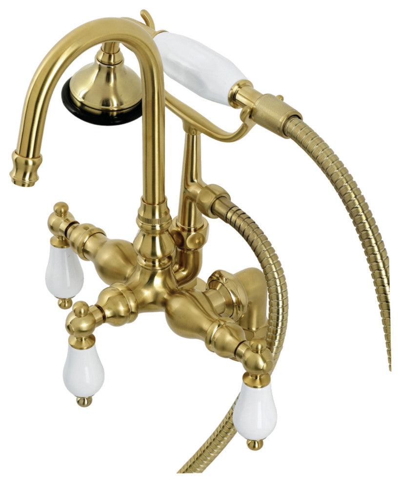 AE15T7 Clawfoot Tub Faucet With Hand Shower, Brushed Brass