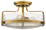Hinkley Harper 18" Large Semi-Flush Ceiling Light, Heritage Brass + Clear Seedy