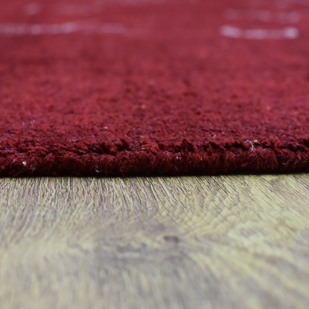 HAND KNOTTED LOOM SILK ECO-FRIENDLY RUGS-9'x12',Rectangle,Red White,Contemporary