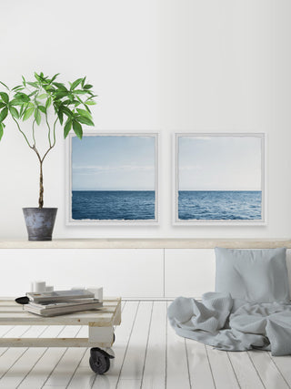 Straight Sea Horizon Diptych, 2-Piece Set, 32x32 Panels