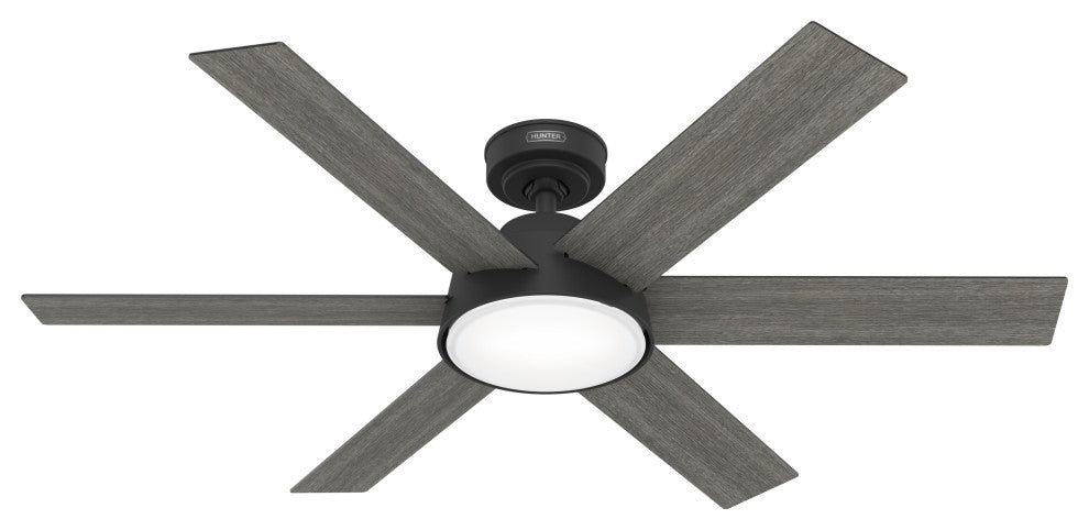 52" Donatella Matte Black Ceiling Fan, LED Light Kit and Handheld Remote