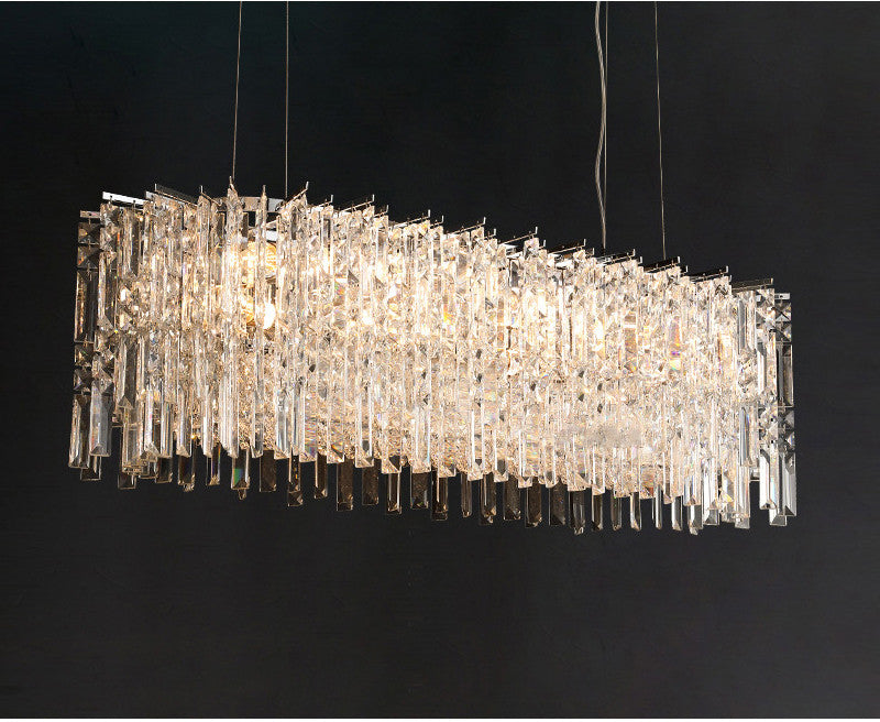 Agrigento | Modern Chrome Crystal LED Chandelier For Dining Room, Warm Light, Non-Dimmable