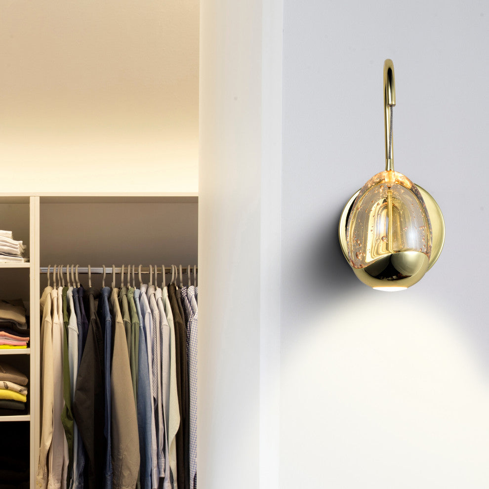 Venezia ETL Certified Integrated LED Wall Sconce Lighting Fixture, Gold