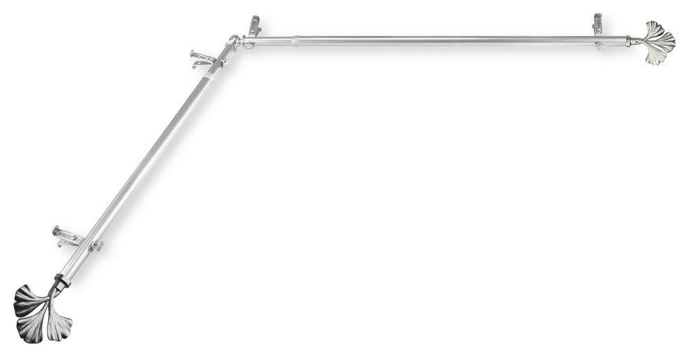 Florence 13/16 inch Corner Window Curtain Rod, Satin Nickel, 120-170"