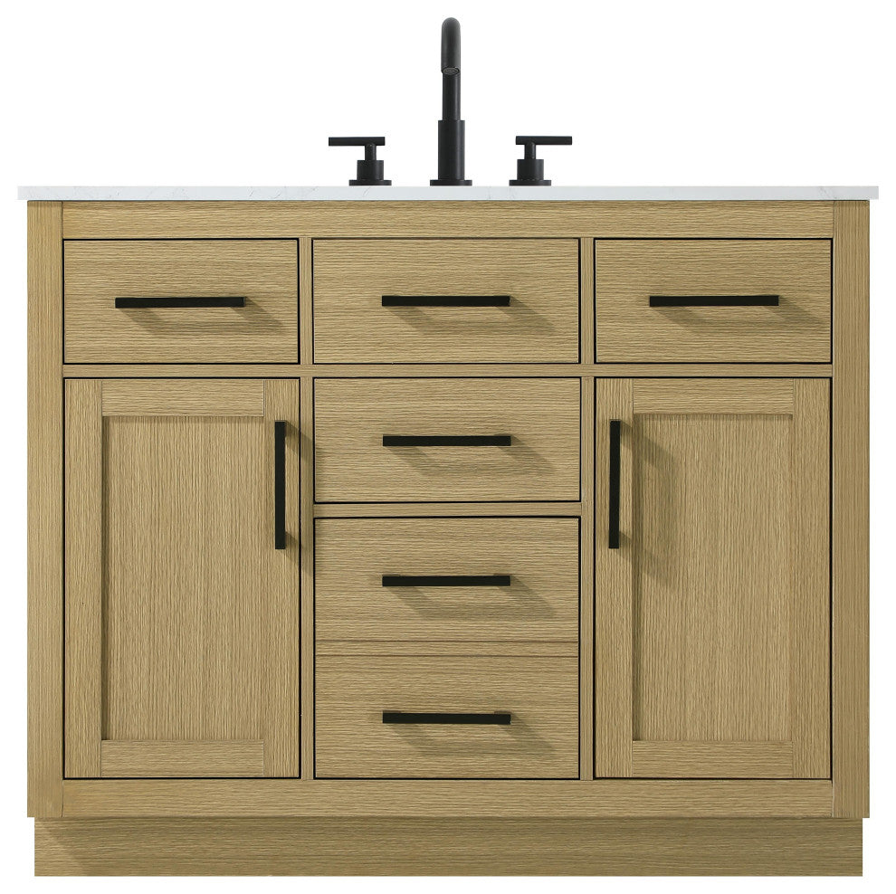 Home Living 42" Single Bathroom Vanity, Honey Brown
