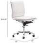 Computer Chair, Faux Vinyl Leather, Steel, White, Silver, Home Business Office