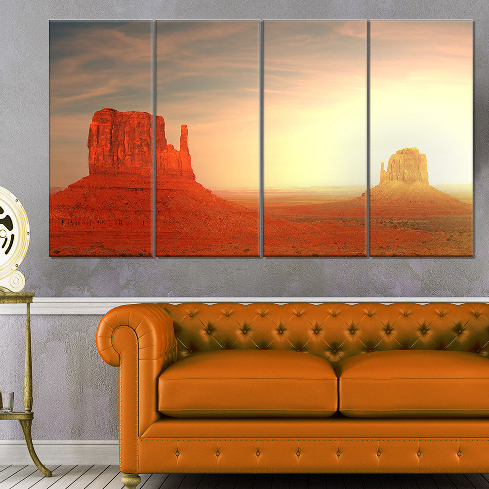 Monument Valley Utah Usa, Landscape Canvas Art Print, 48"x28", 4 Panels