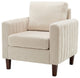 35" Comfy Club Chair for Bedroom With Wood Legs, Ivory