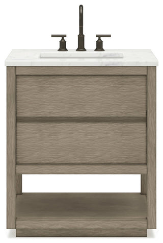 Oakman Marble Top Vanity in Grey Oak, 30", Vanity Only
