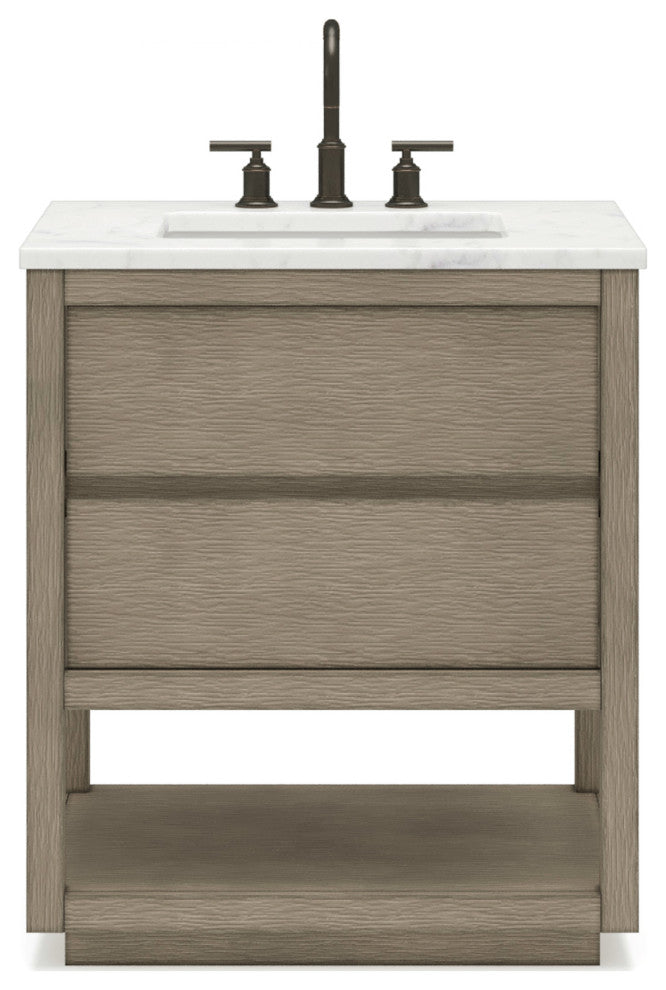Oakman Marble Top Vanity in Grey Oak, 30", Vanity Only