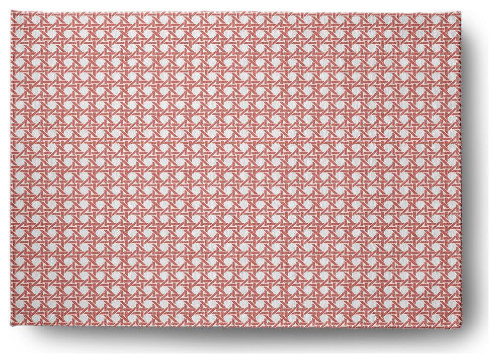 Rattan Geometric Rug, Coral, 5'x7'
