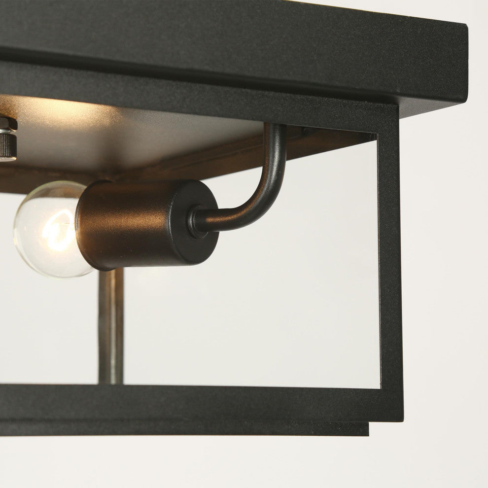 LNC 2-Light 11" Matte Black Square Modern/Contemporary LED Flush Mount Light