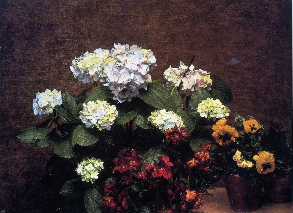 Henri Fantin-Latour Hydrangias- Cloves and Two Pots of Pansies Wall Decal