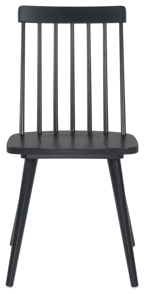 Side Dining Chair, Set of 2, Wood, Black, Mid Century Bar Kitchen Cafe Bistro