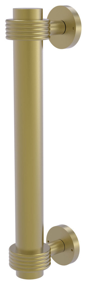 8" Door Pull With Groovy Accents, Satin Brass