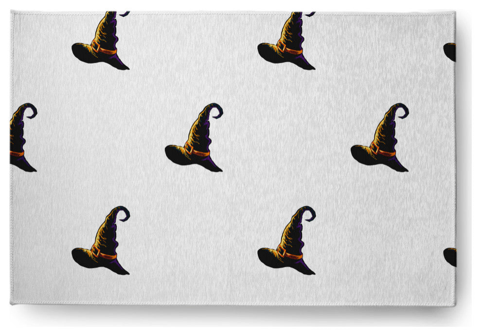 Witches Brew Halloween Design Chenille Area Rug, White, 2'x3'