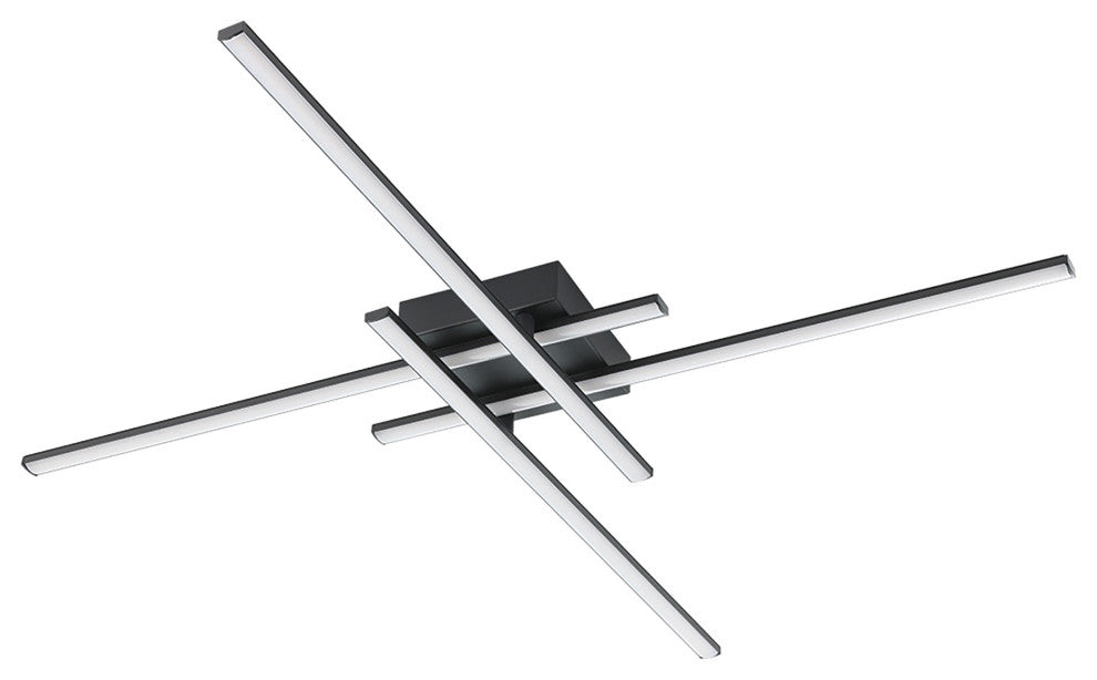 Lapiz 4-Light Integrated LED Ceiling Light, Structured Black, White Diffuser