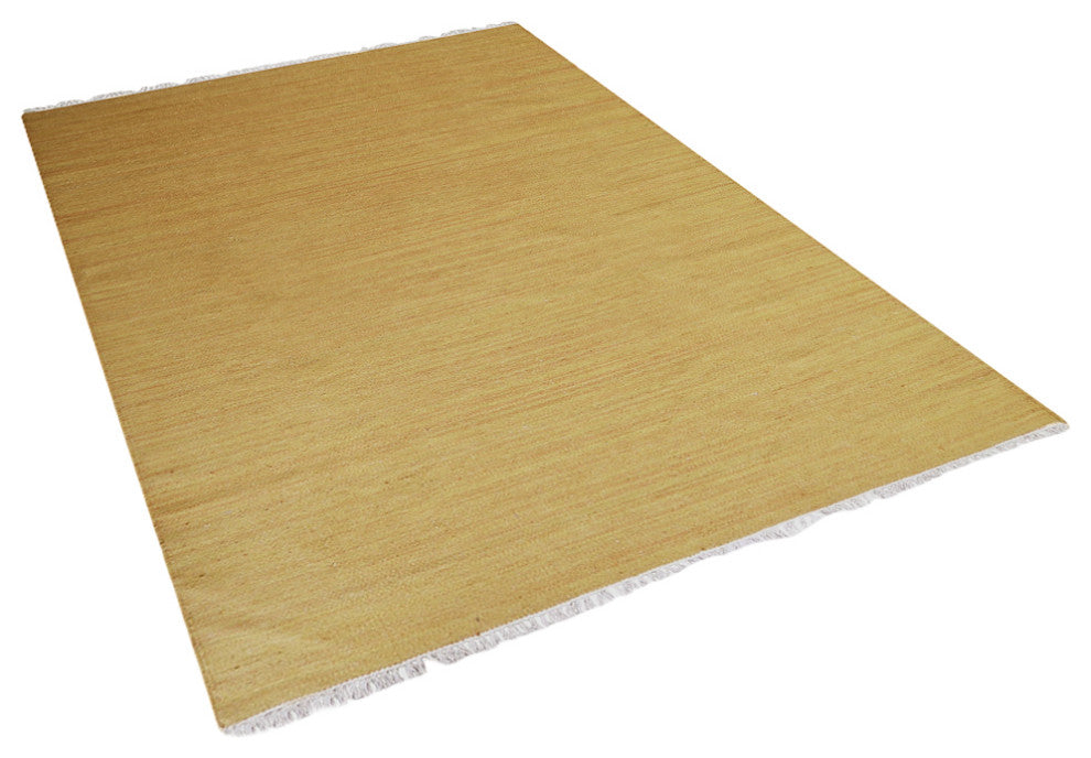 HAND WOVEN FLAT WEAVE KILIM WOOL ECO-FRIENDLY AREA RUGS,Gold, Solid Design, Gold, [Rectangle] 10'x13'