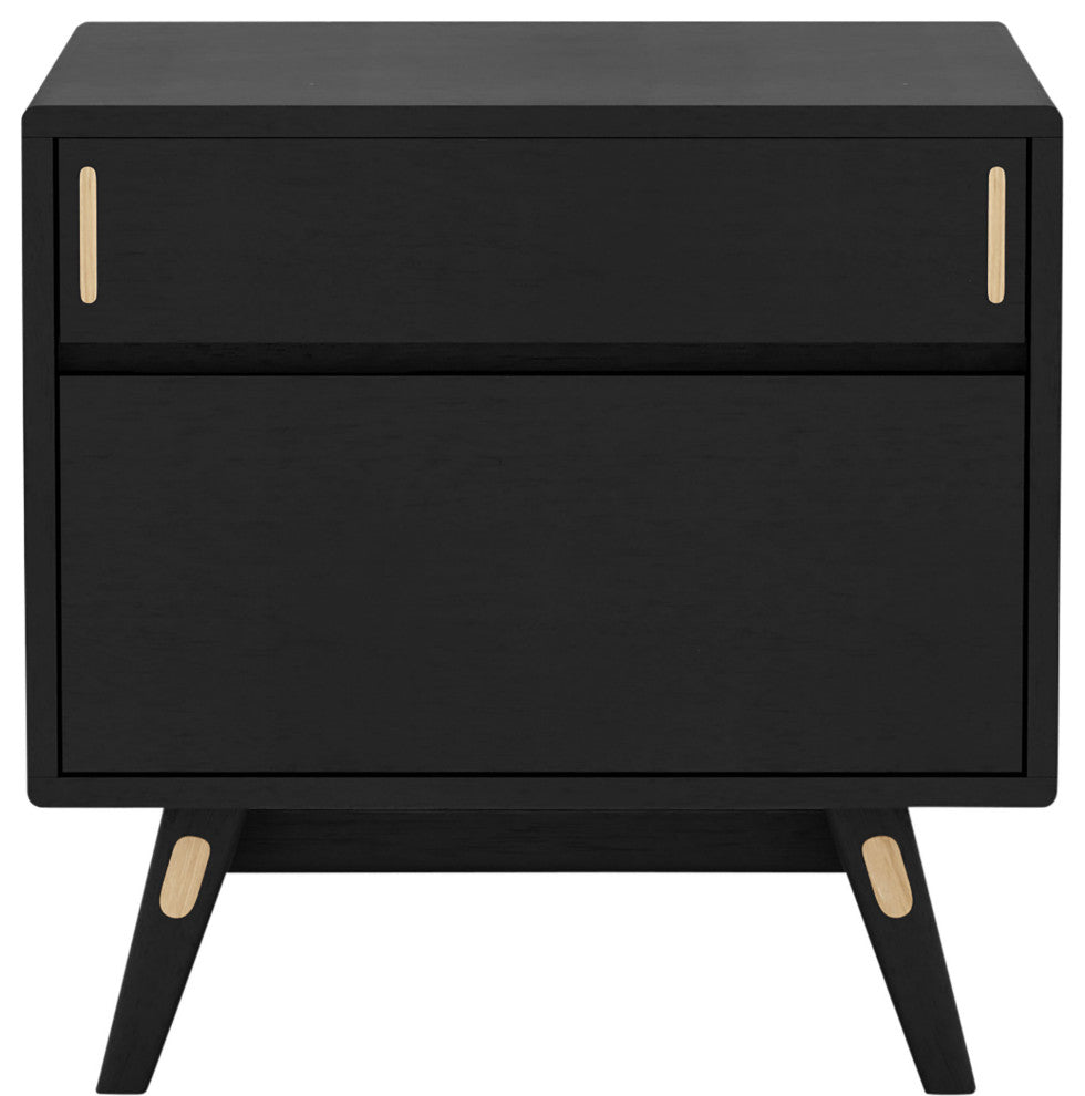 Haru Left Facing Nightstand, Black Oak