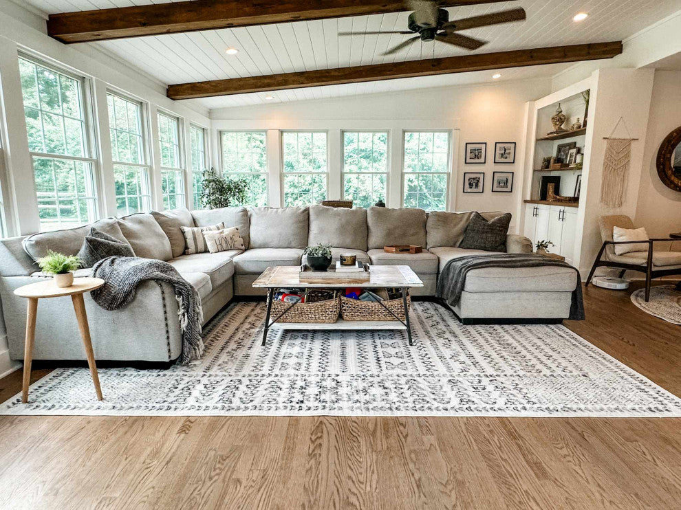 Hauteloom Greig Area Rug, Black/Charcoal/Light Gray, 7'10"x10'