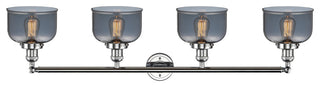 Large Bell 4-Light Bath Fixture, Smoked Glass, Polished Chrome
