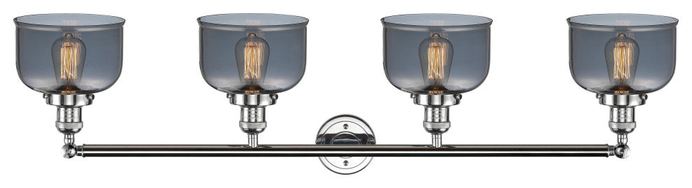 Large Bell 4-Light Bath Fixture, Smoked Glass, Polished Chrome