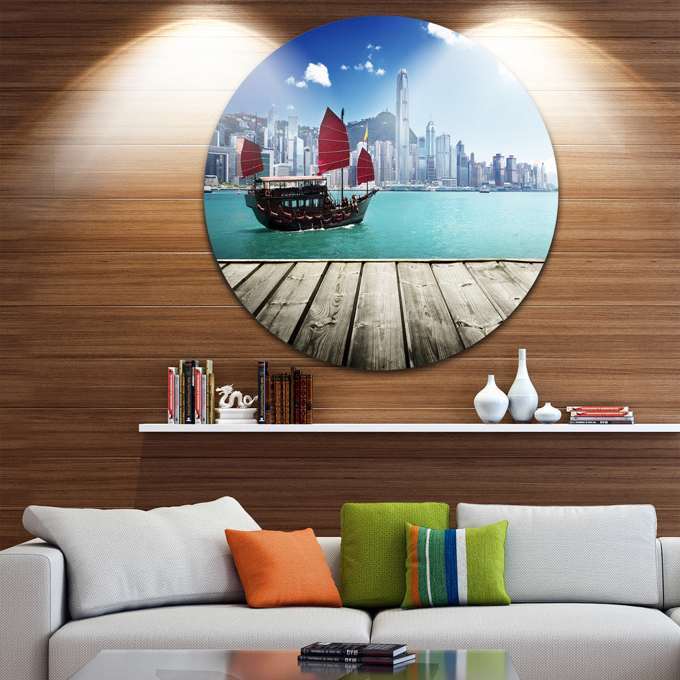 Hong Kong Harbor, Photography Round Wall Art, 36"
