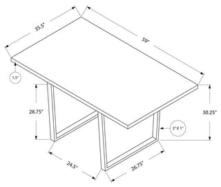 Dining Table - 36"X 60" / Grey Cement / Chrome Metal