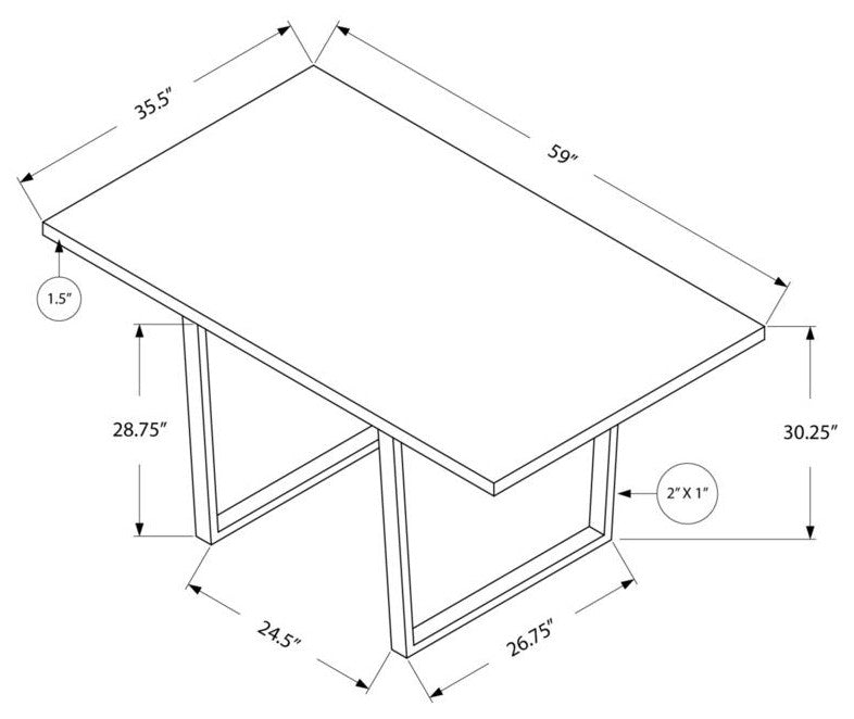 Dining Table - 36"X 60" / Grey Cement / Chrome Metal