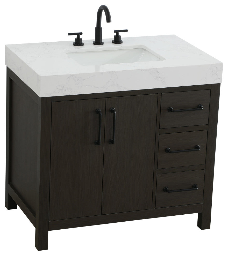Home Living 36" Single Bathroom Vanity, Mocha Brown
