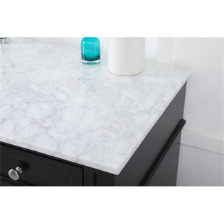 Elegant Decor Park Avenue 60" Metal MDF Marble Single Bathroom Vanity in Black