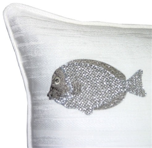 Pillow Decor - Silver Fish 14 x 20 Throw Pillow