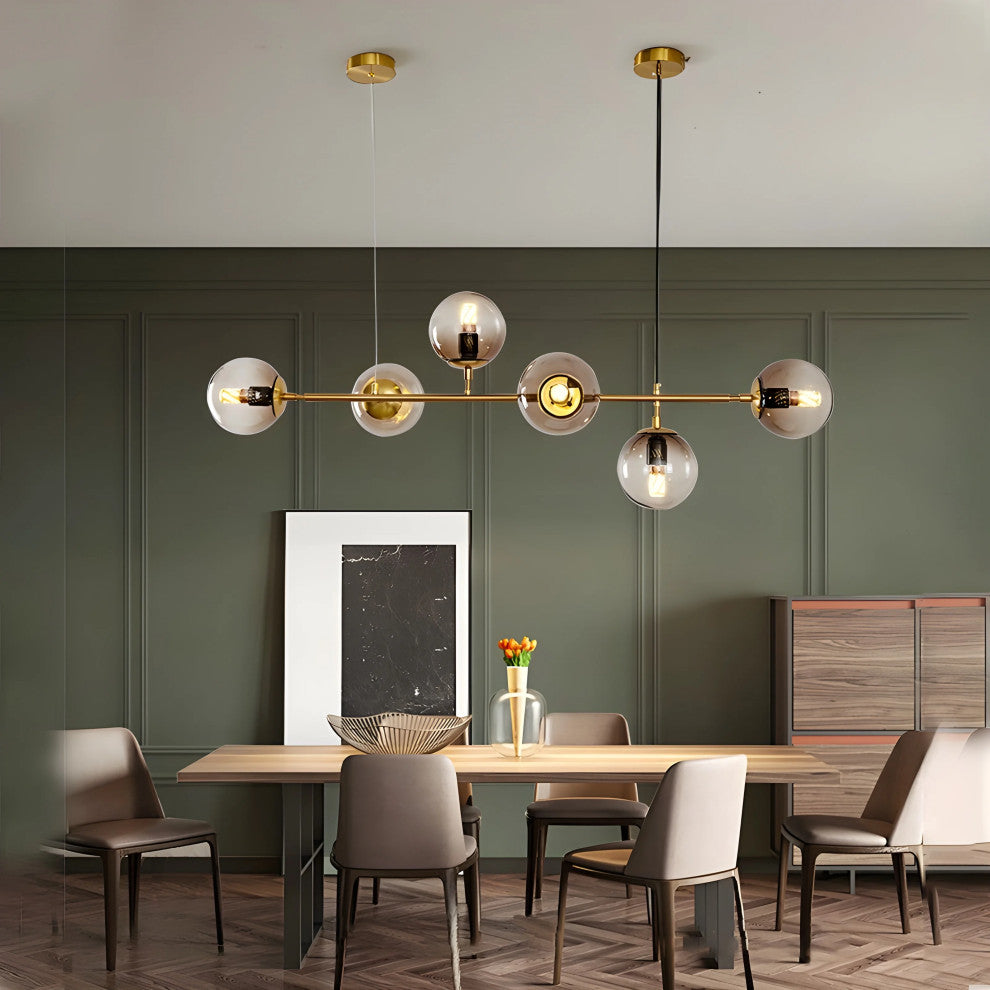 Igliano | Creative LED Pendant Light in the Shape of Glass Ball for Dining Room, Black, Clear Glass, Warm Light