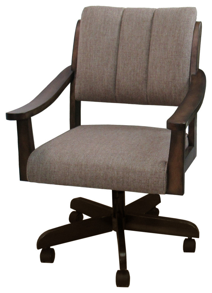 Swivel Wood Dining Caster Chair with Wheels - Casa, Basin Beige - New Brown