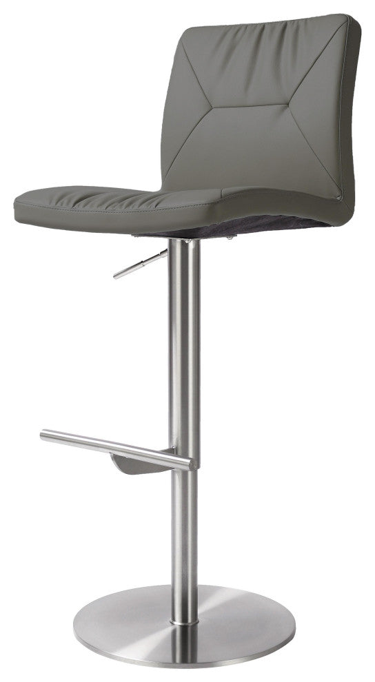 Paddy Dark Gray Vegan Leather on Silver Adjustable Stool