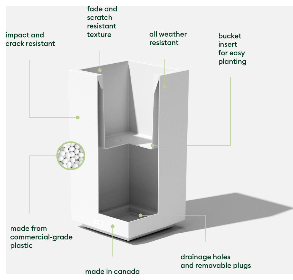Veradek Block Series Pedestal Planter, White, Short