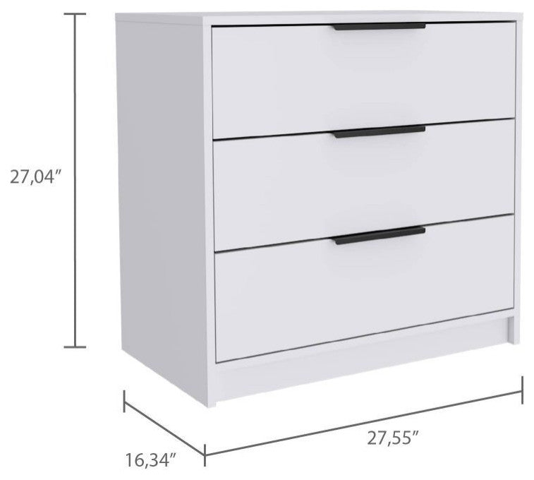 Egeo 3 Drawers Dresser, White