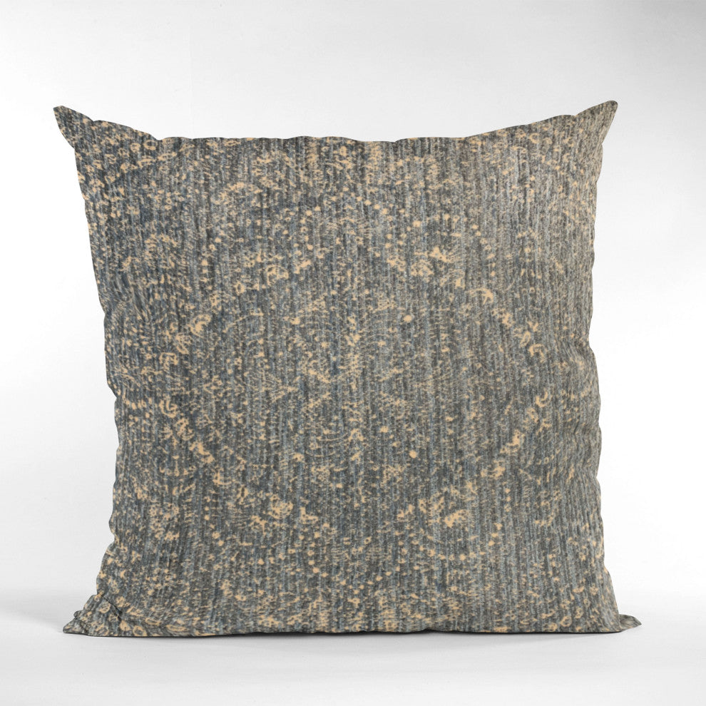 Plutus Blue Hidden Planet Medallion Luxury Throw Pillow, 18"x18"