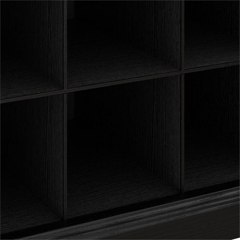 Woodland 40W Hall Tree and Shoe Bench w/ Shelves in Black Oak - Engineered Wood