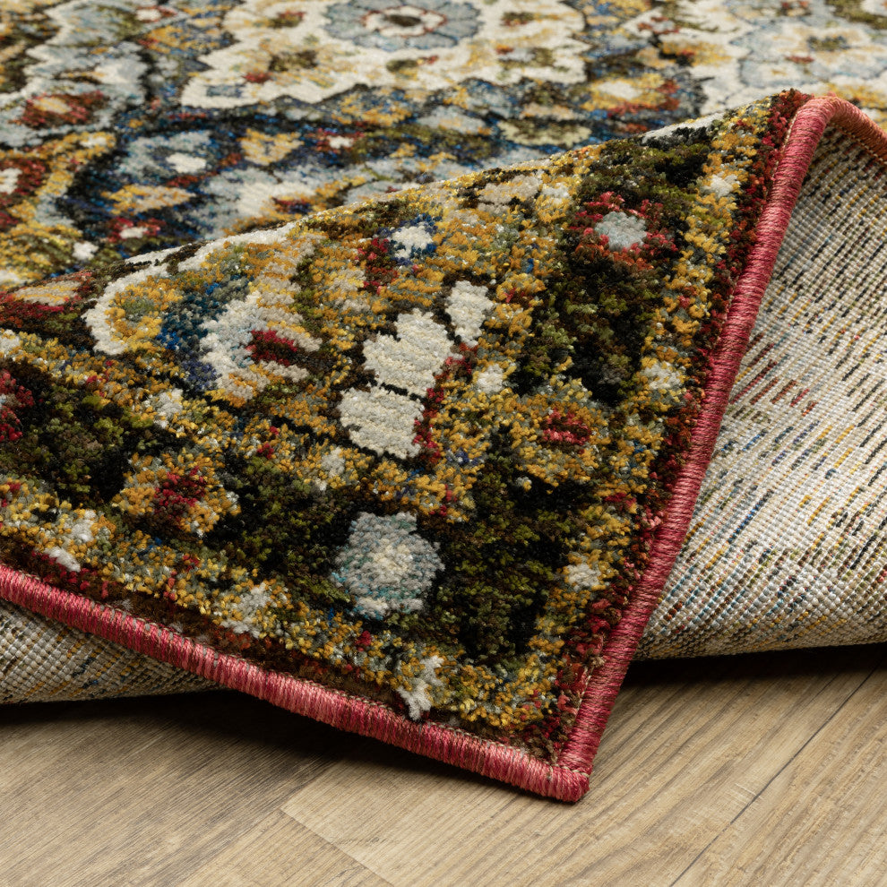 Adeline Traditional Panel Medallions Red/ Multi Area Rug 6'7" x 9'6"