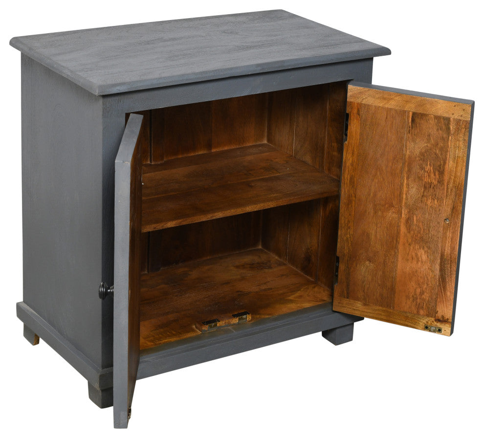 Jenna 2-Door Solid Wood Nightstand, a Gray Finish